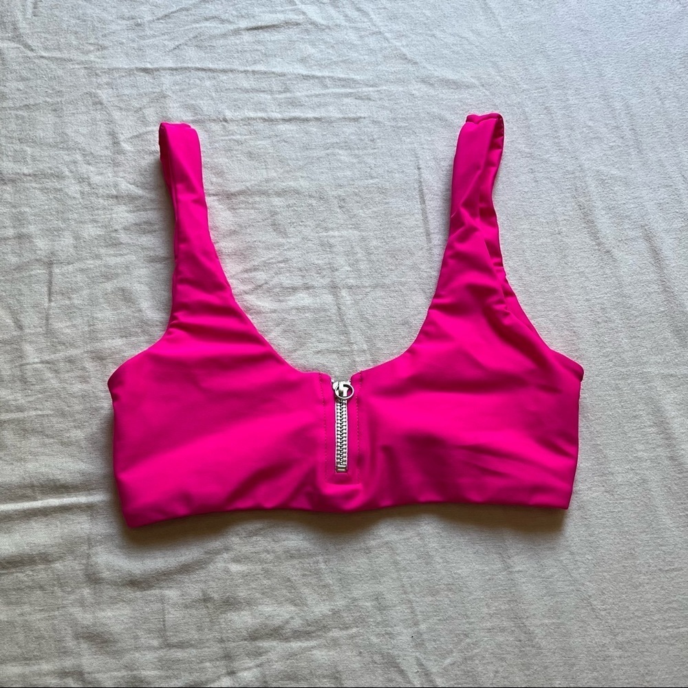 Lovers + Friends fuschia magenta purple pink knit cropped zipper detail tank top